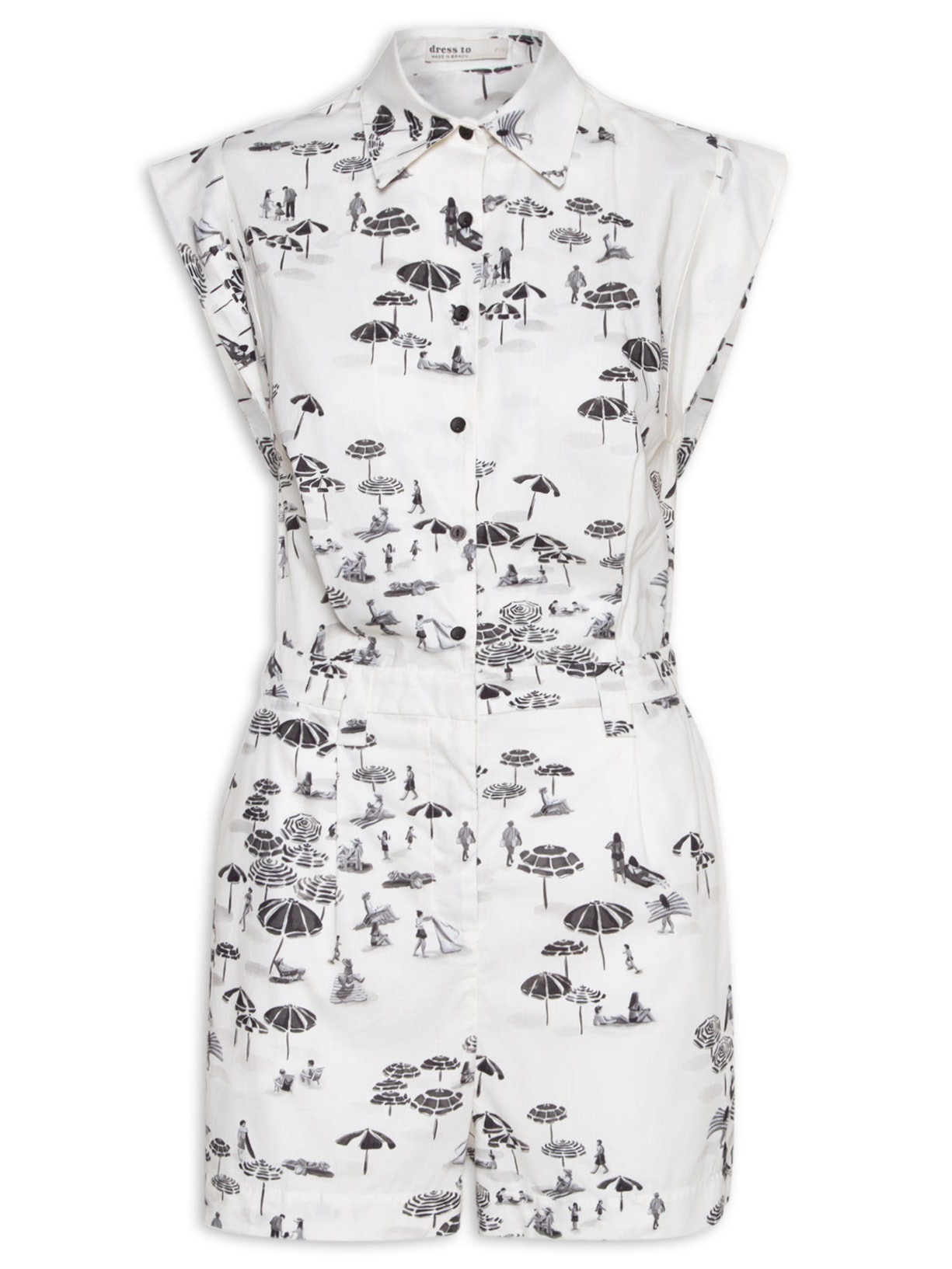 Macaquinho Feminino Estampa Pé Na Areia - Off White