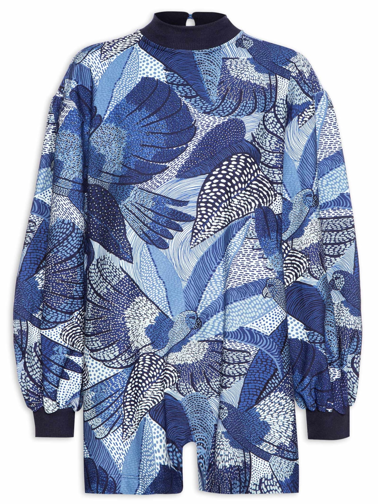 Macaquinho Feminino Festa de Pássaro Azul Farm