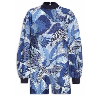 Macaquinho Feminino Festa de Pássaro - Azul