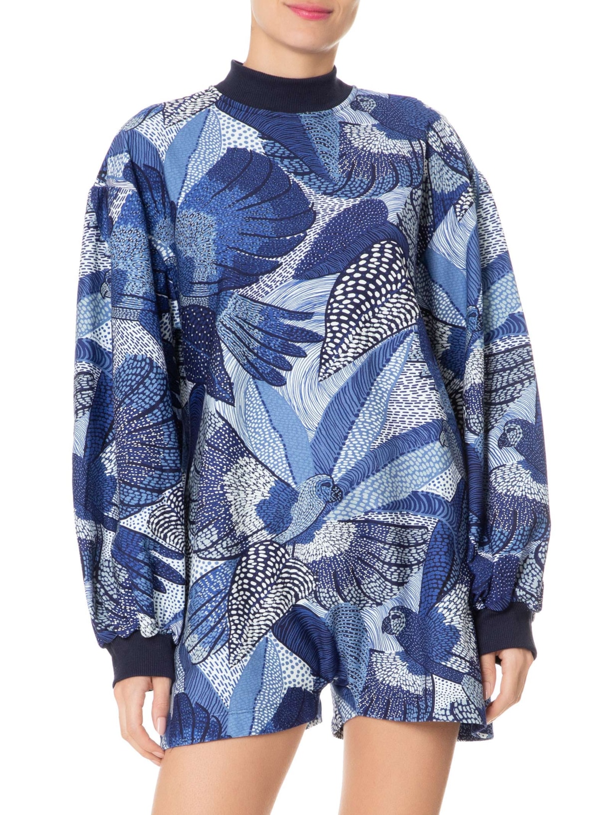 Macaquinho Feminino Festa de Pássaro Azul Farm