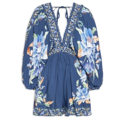 Macaquinho Feminino Floral Ana - Azul