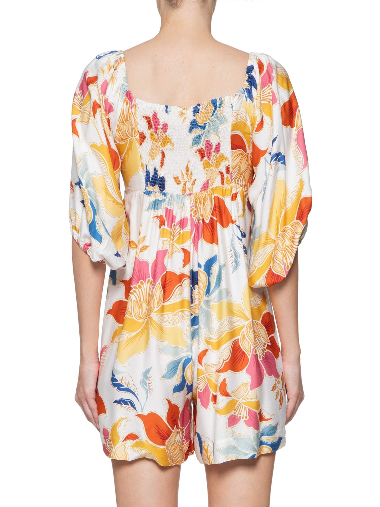 Macaquinho Feminino Floral Majestoso Amarelo Farm