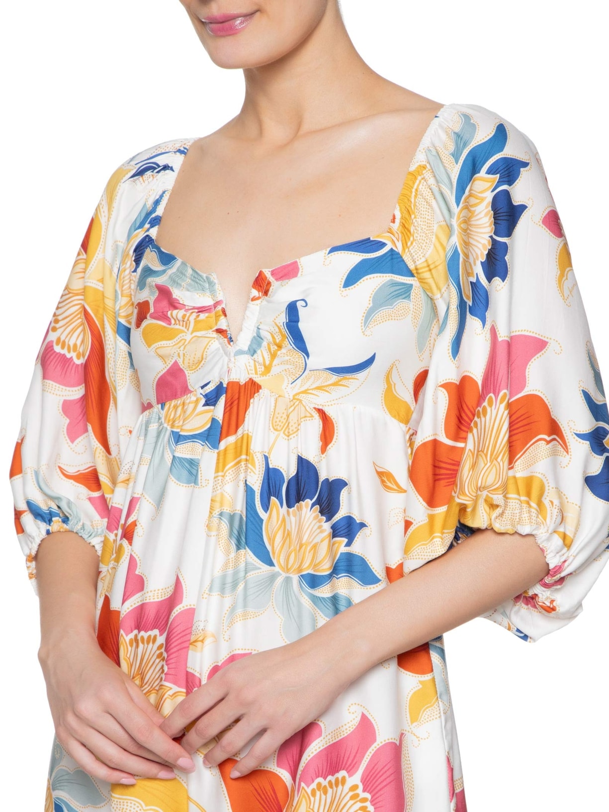 Macaquinho Feminino Floral Majestoso Amarelo Farm