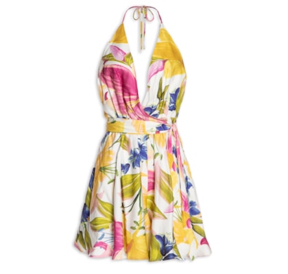 Macaquinho Feminino Floral Malu - Branco