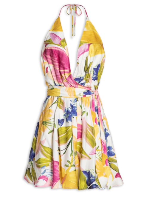 Macaquinho Feminino Floral Malu - Branco