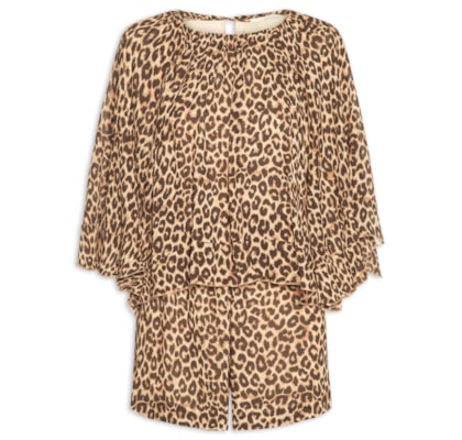 Macaquinho Feminino Ggt Estampa Onça - Animal print