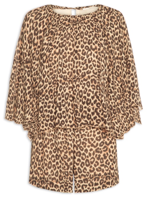 Macaquinho Feminino Ggt Estampa Onça - Animal print