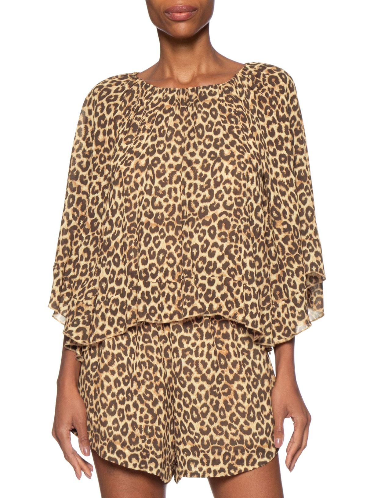 Macaquinho Feminino Ggt Estampa Onça Animal print Maria Filó