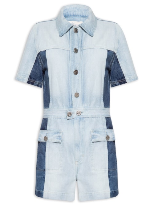 Macaquinho Feminino Jump Jeans Omma - Azul