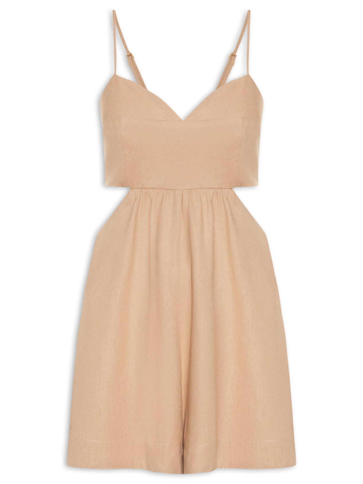 Macaquinho Feminino Lateral Vazada - Bege