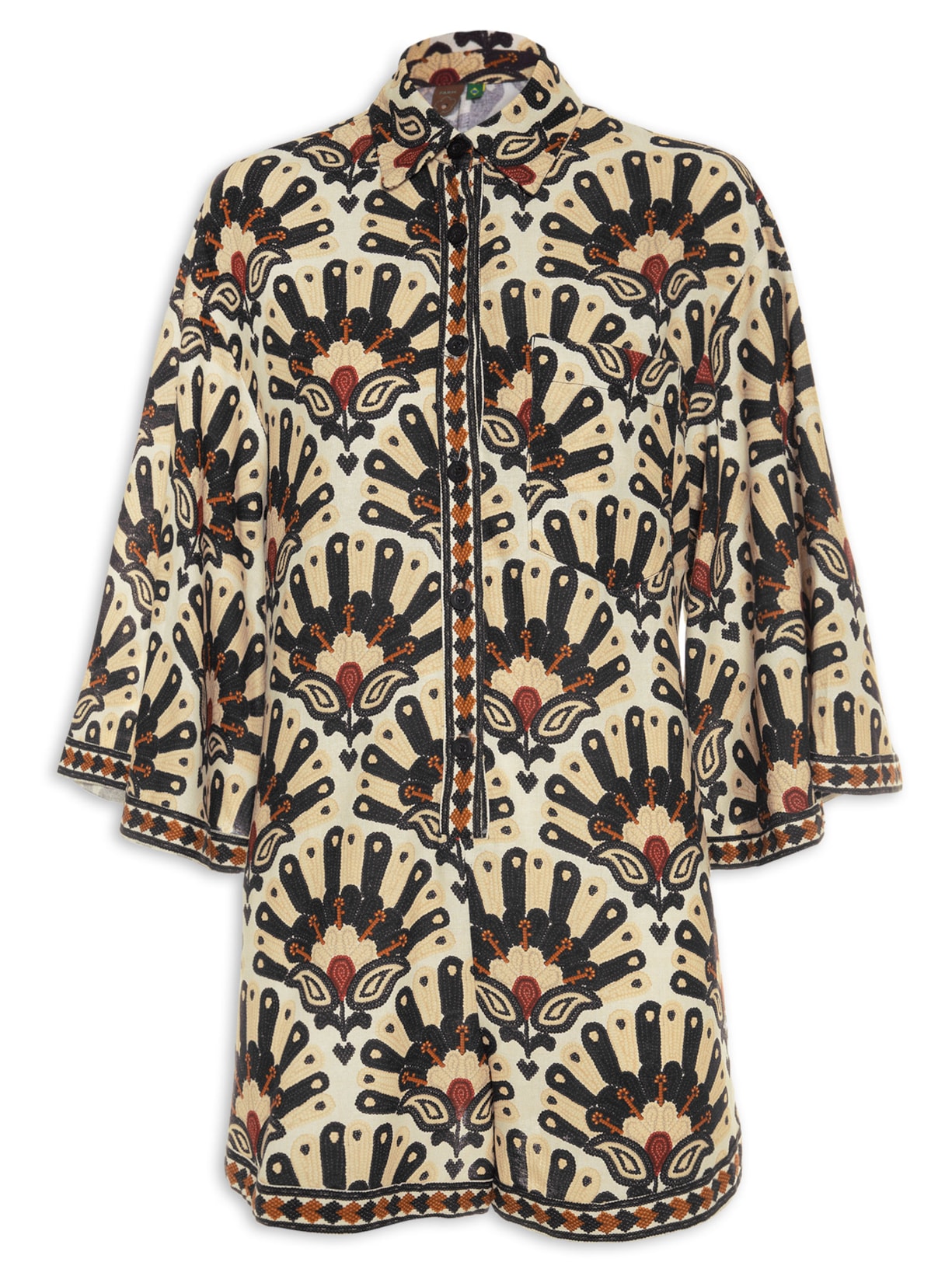 Macaquinho Feminino Leque De Flor Bege Farm