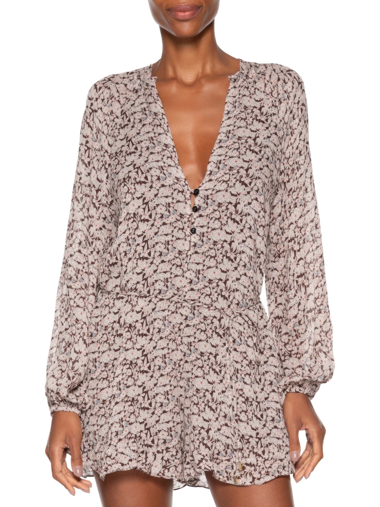 Macaquinho Feminino Liberty Chelsea Marrom Animale