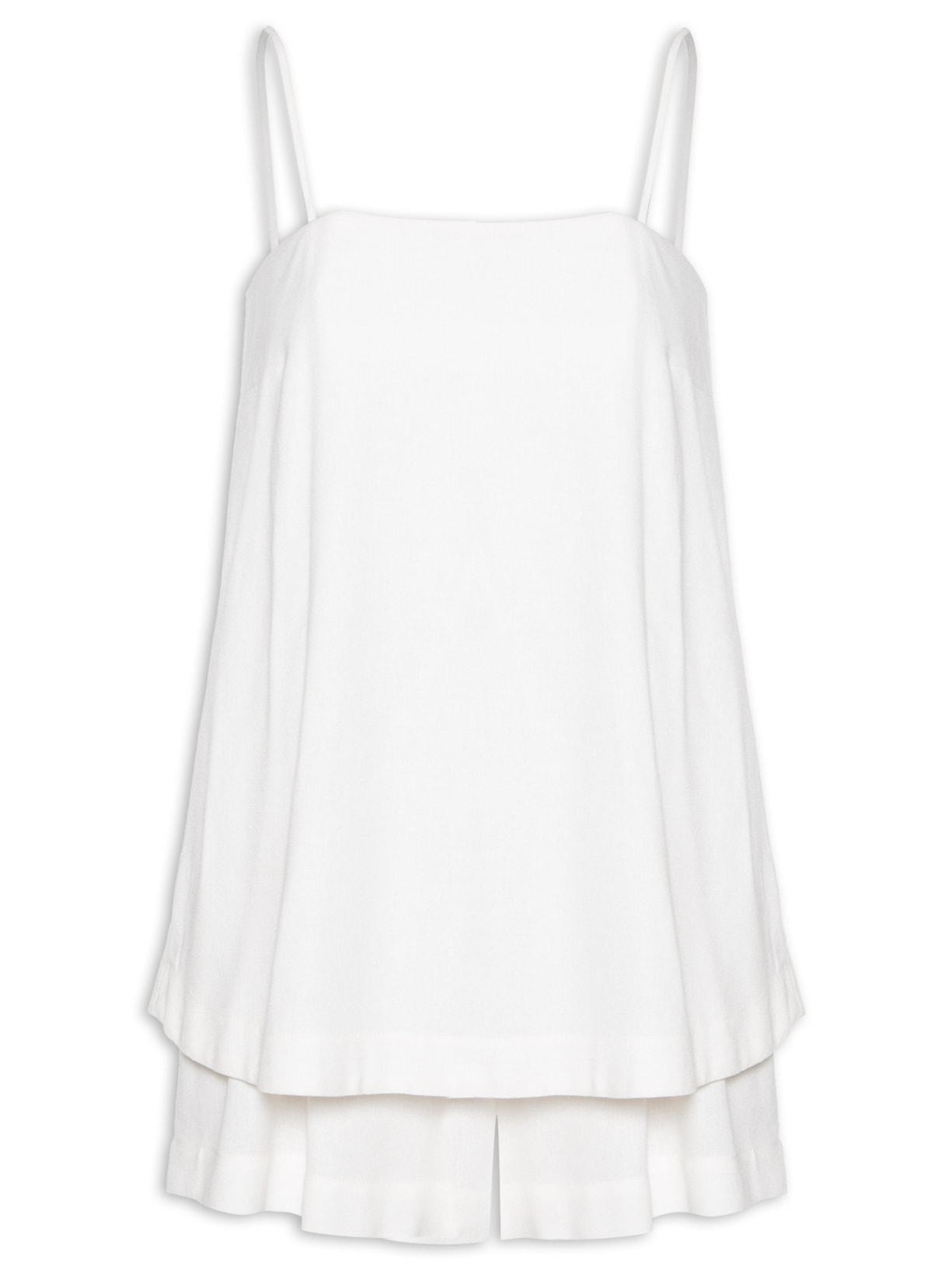 Macaquinho Feminino Linho Alça Removível - Off White