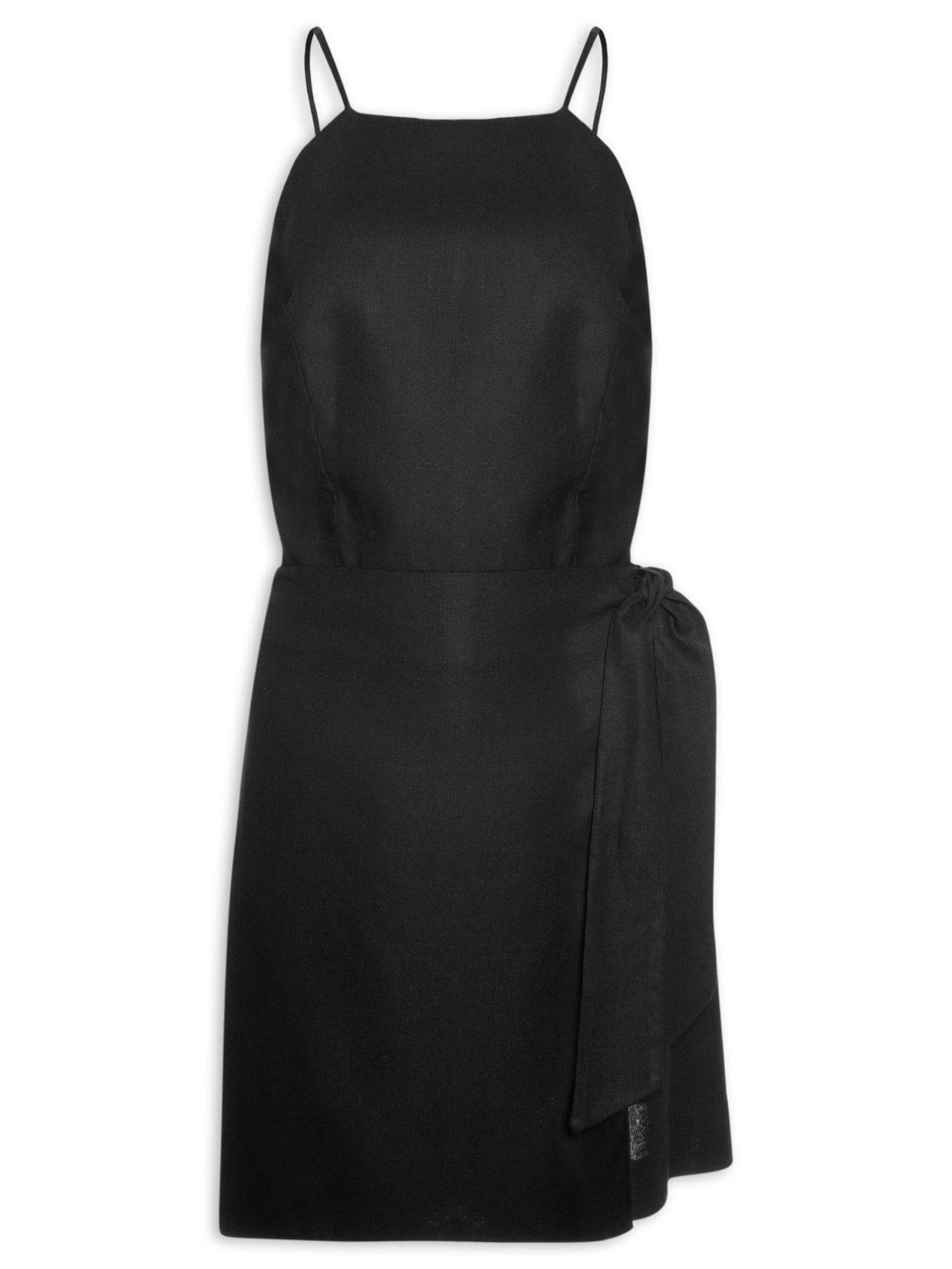 Macaquinho Feminino Linho Amarração - Preto