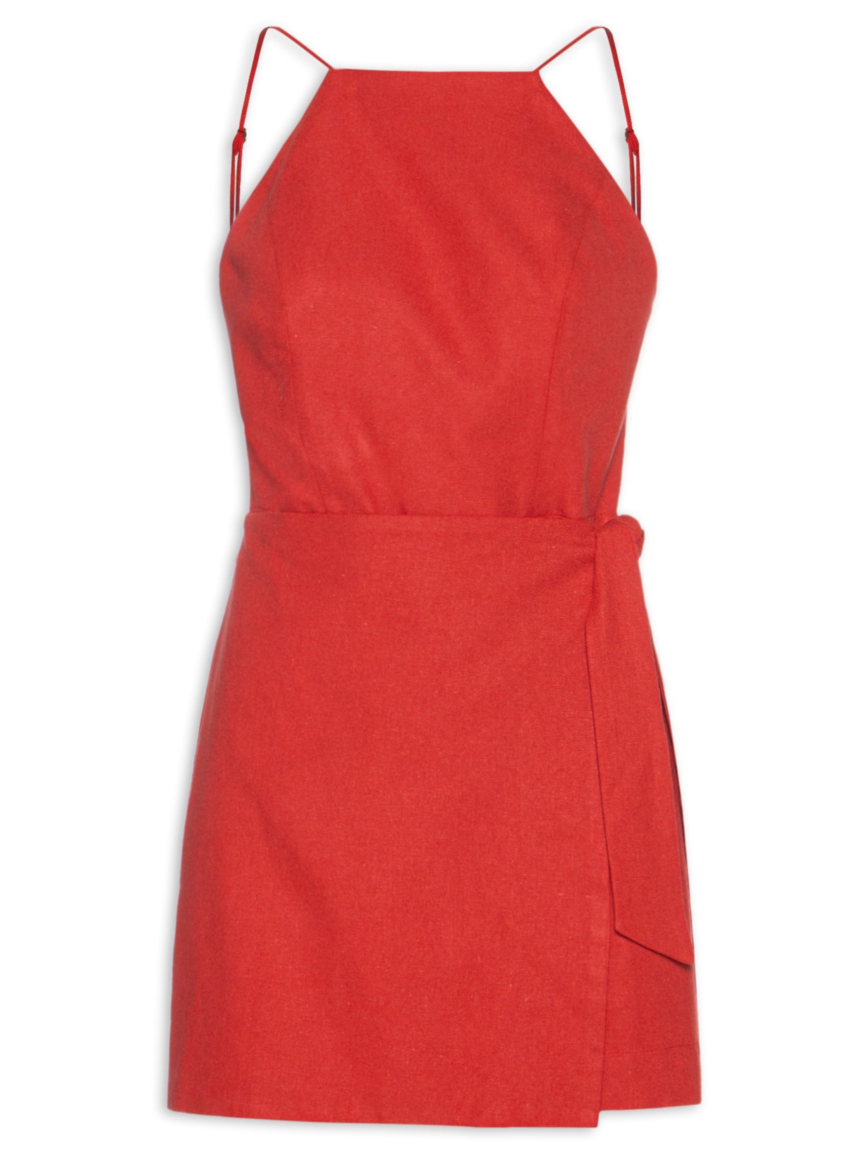 Macaquinho Feminino Linho Amarração - Vermelho