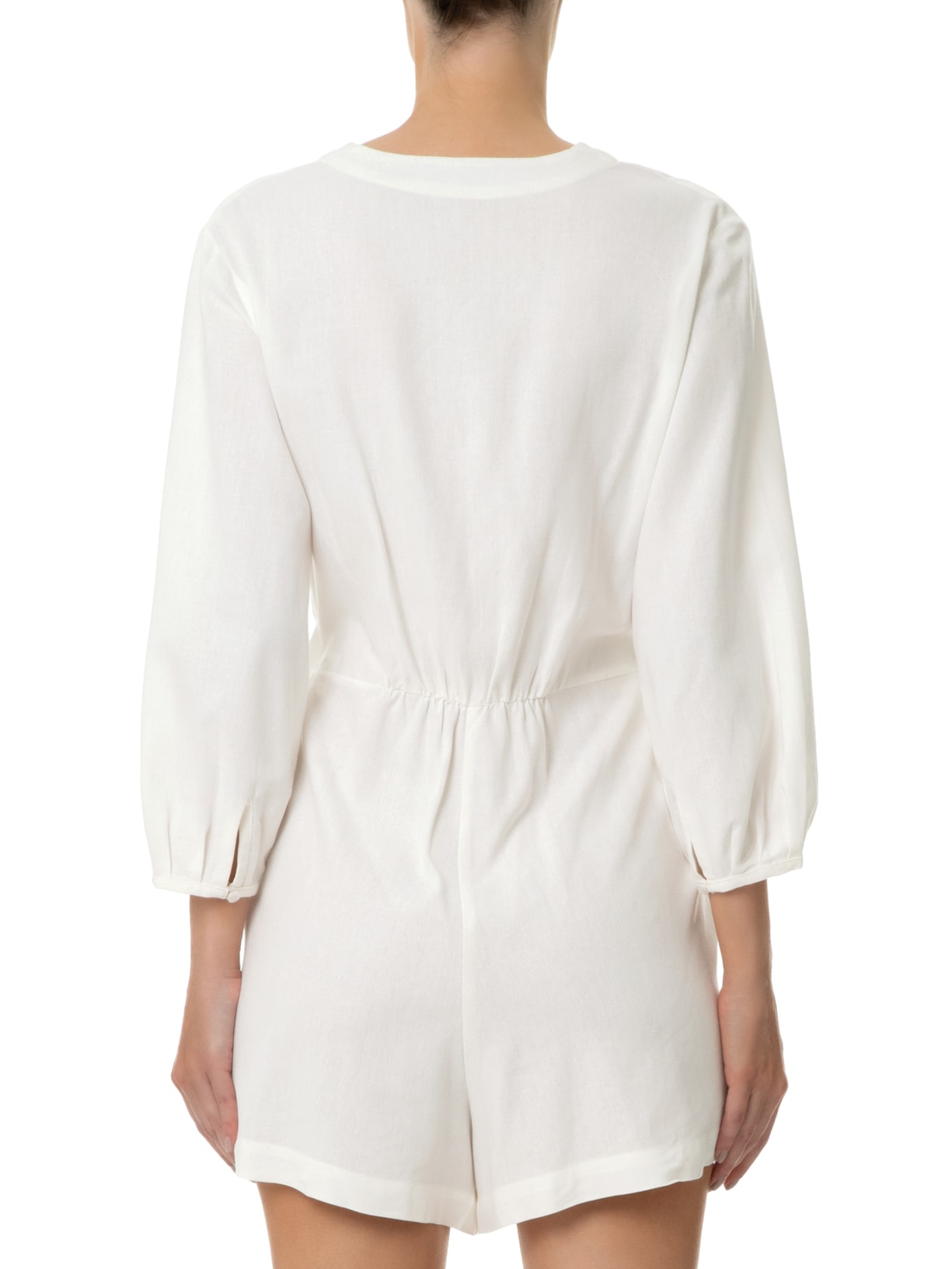 Macaquinho Feminino Linho Sobreposição Branco Dress To