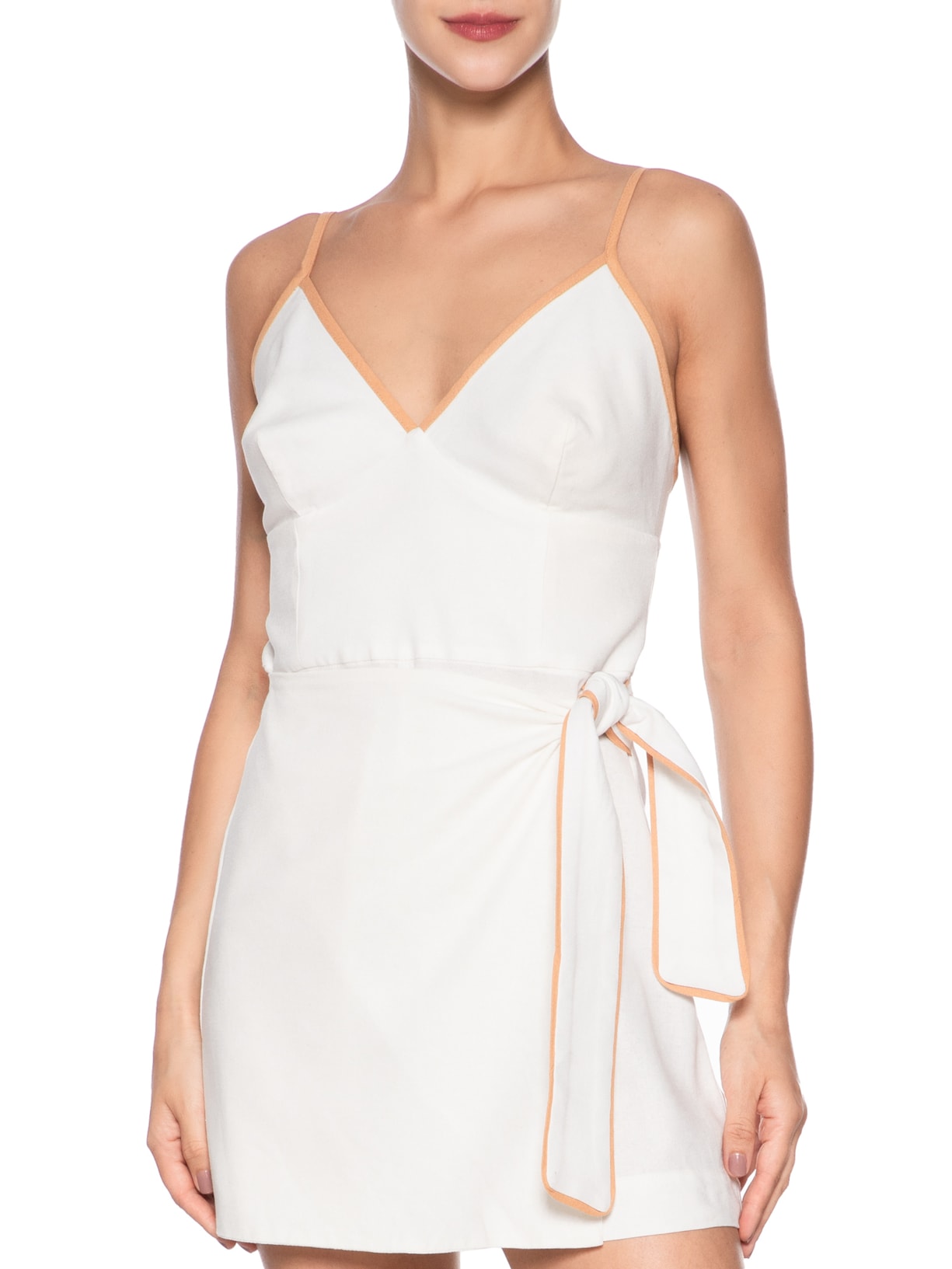 Macaquinho Feminino Linho Viés Branco Dress To