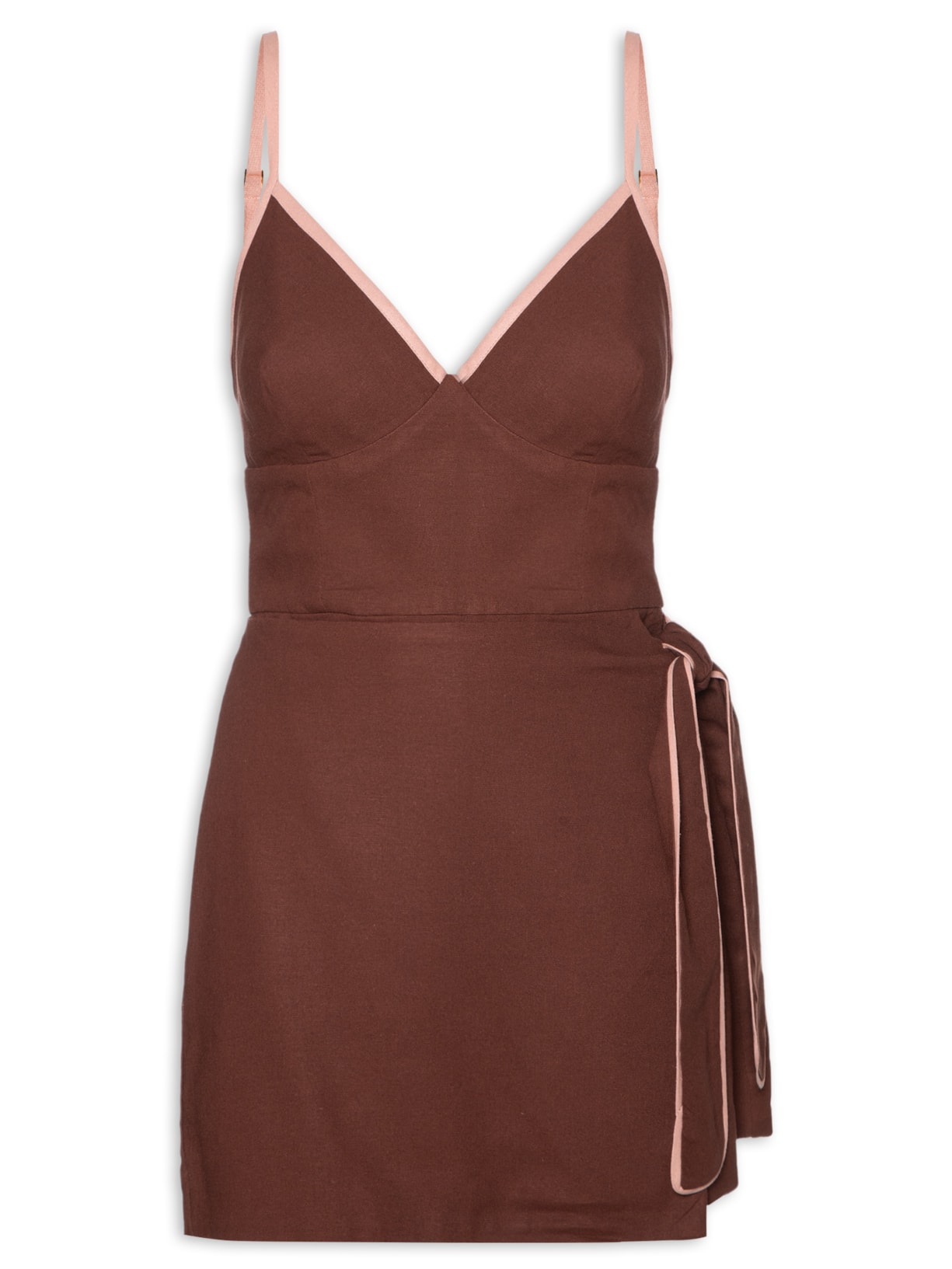 Macaquinho Feminino Linho Viés - Marrom