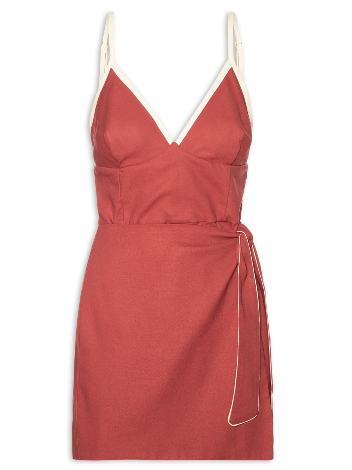 Macaquinho Feminino Linho Viés - Vermelho