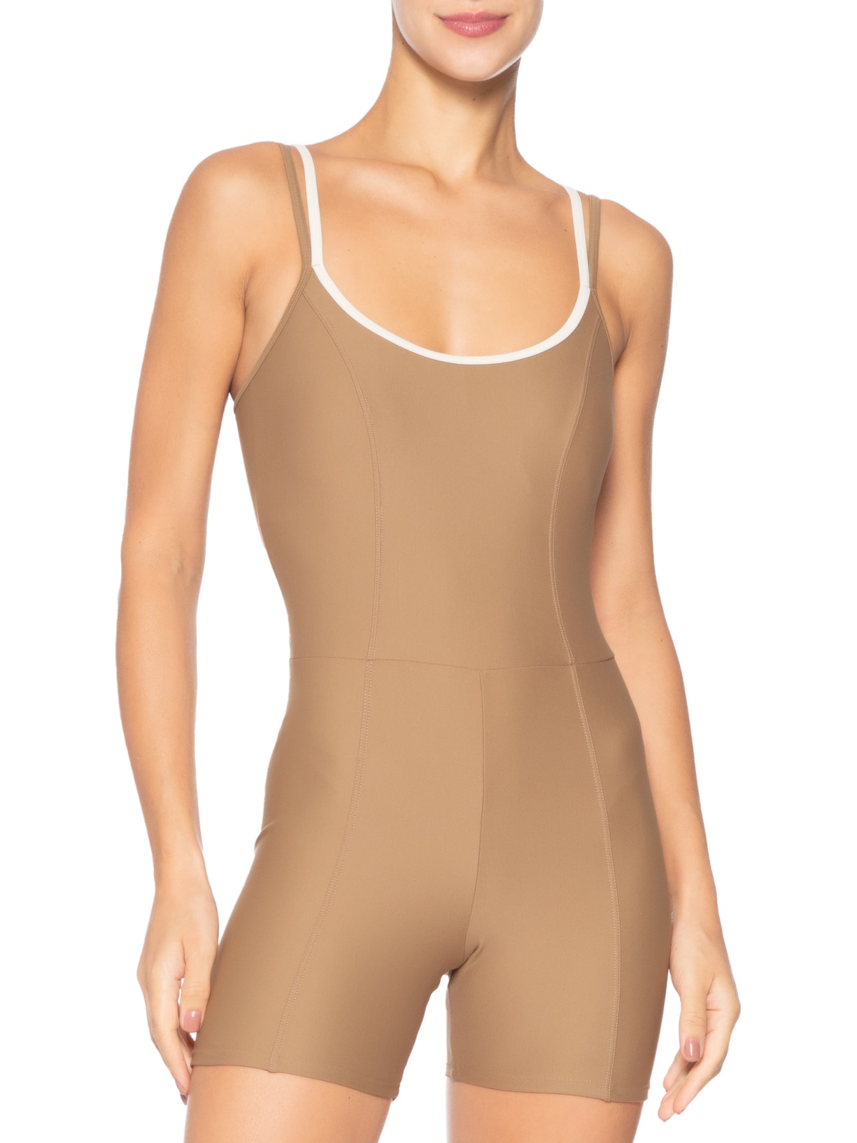 Macaquinho Feminino Liso Marrom Body For Sure