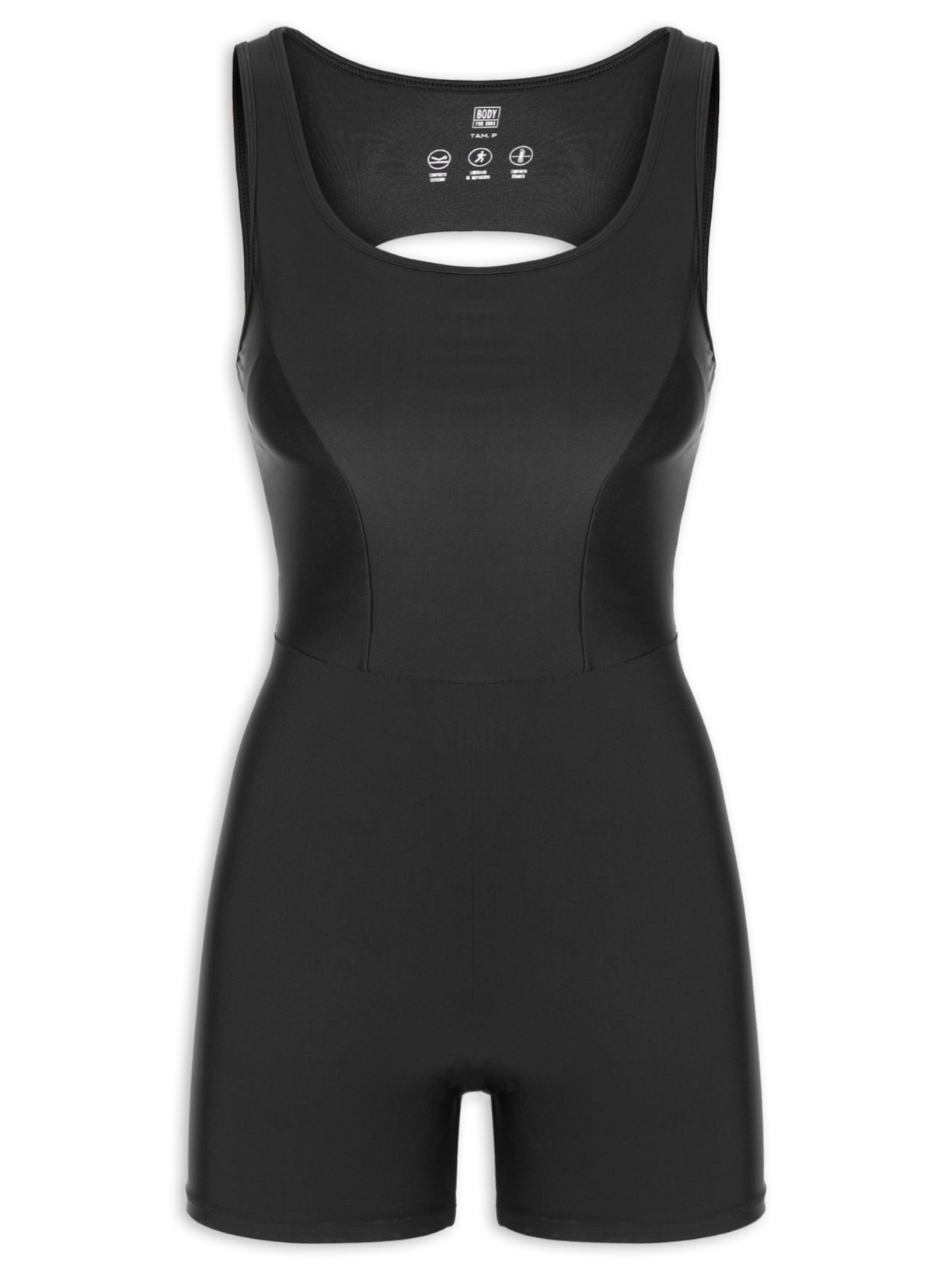 Macaquinho Feminino Liso True Connection Preto Body For Sure