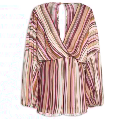 Macaquinho Feminino Luréx Estampa Listra Aurora - Rosa