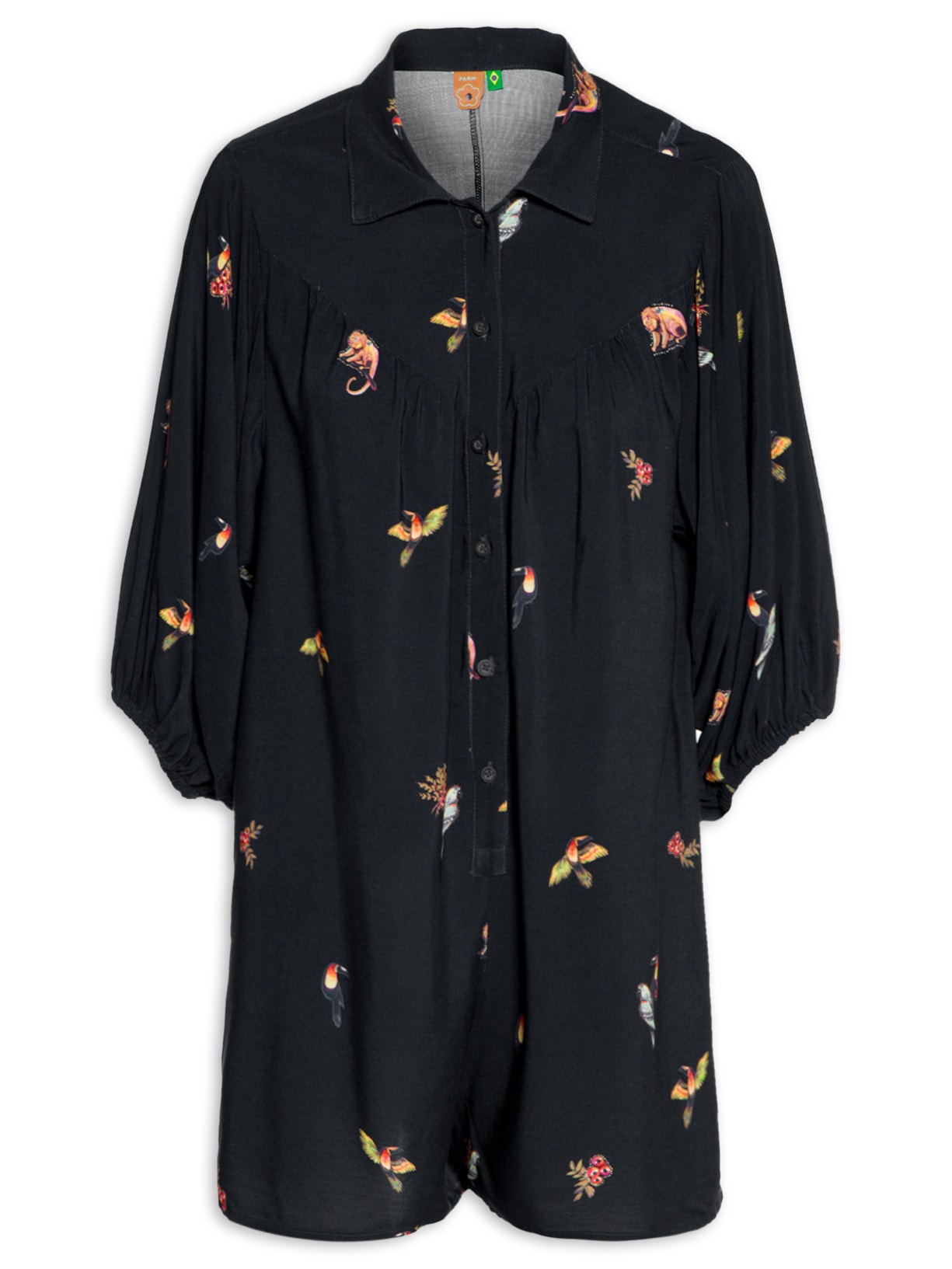 Macaquinho Feminino Na Selva - Preto