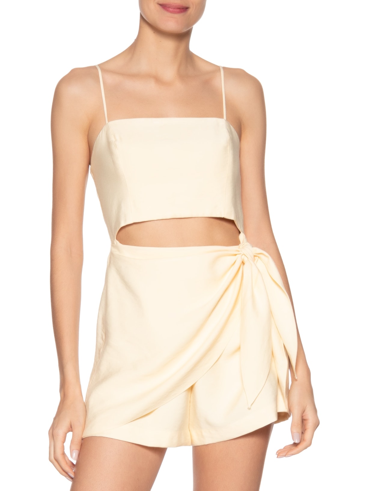 Macaquinho Feminino Pareô Bege Dress To