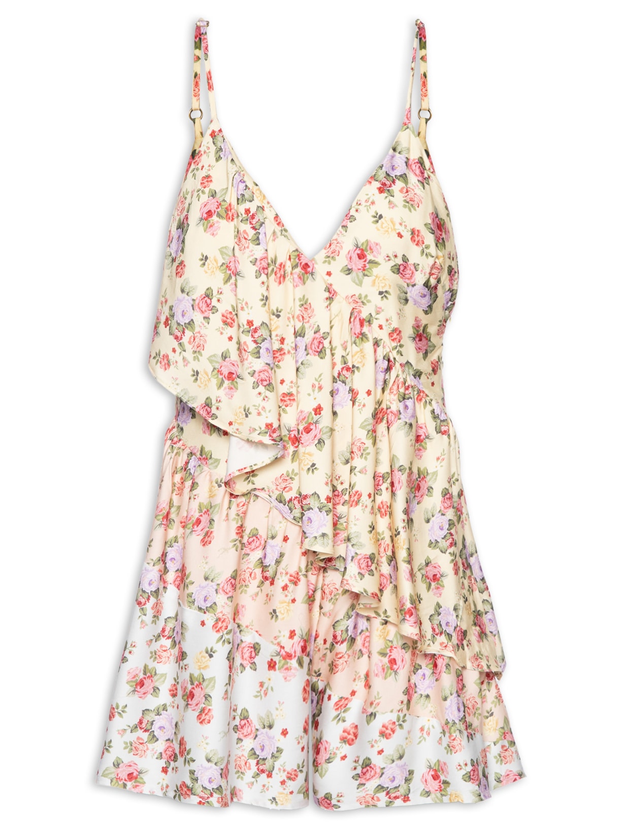 Macaquinho Feminino Patch Buquê Romântico Amarelo Farm