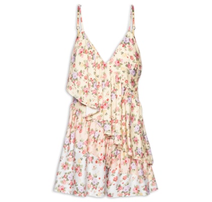 Macaquinho Feminino Patch Buquê Romântico - Amarelo