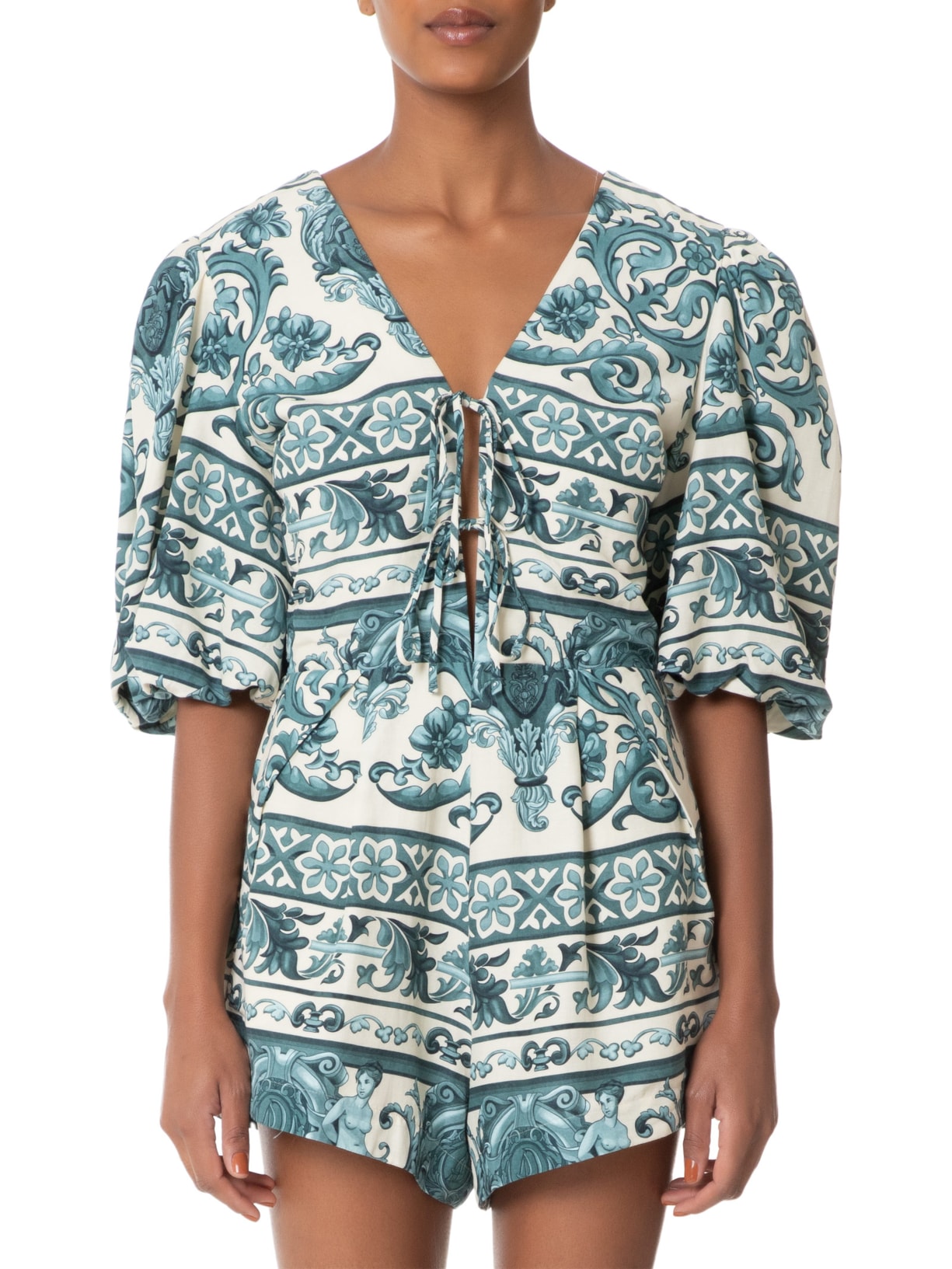 Macaquinho Feminino Playsuit Curto Hera Azul Adriana Degreas