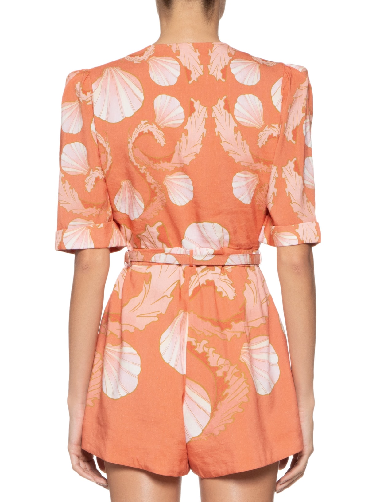 Macaquinho Feminino Playsuit Curto Laranja Adriana Degreas