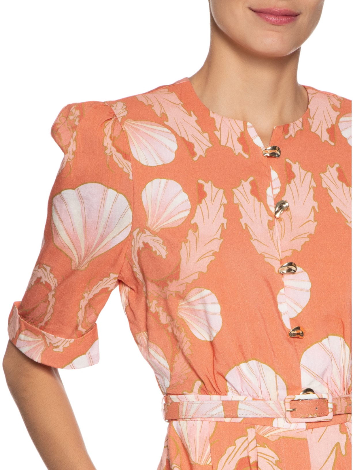 Macaquinho Feminino Playsuit Curto Laranja Adriana Degreas