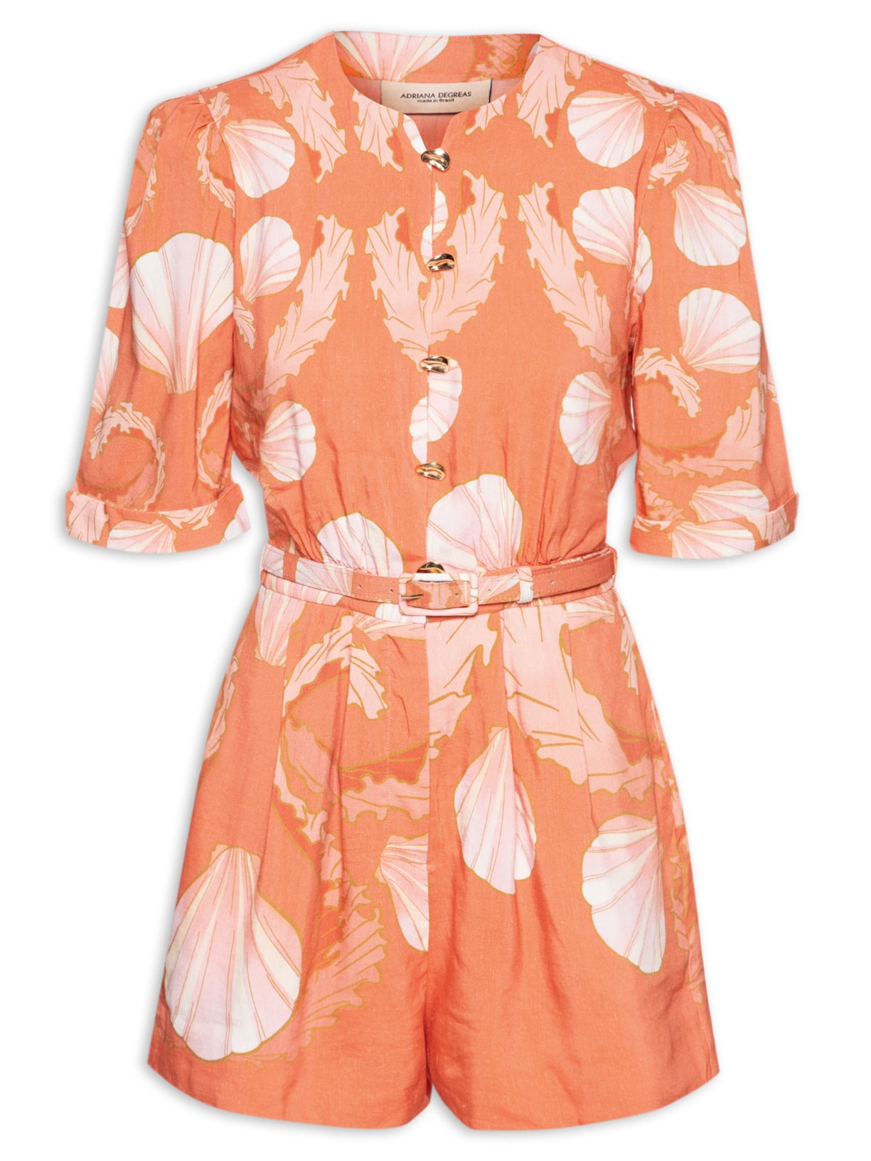 Macaquinho Feminino Playsuit Curto Laranja Adriana Degreas