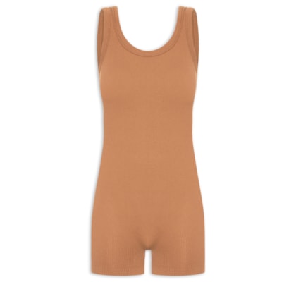 Macaquinho Feminino Poliamida Canelada - Marrom