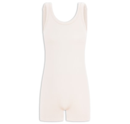 Macaquinho Feminino Poliamida Canelada - Off White