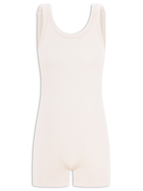 Macaquinho Feminino Poliamida Canelada - Off White