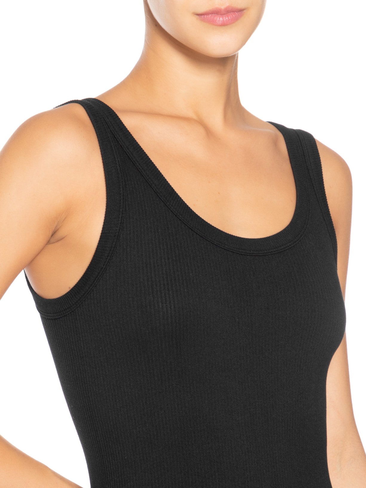 Macaquinho Feminino Poliamida Canelada Preto Basiq