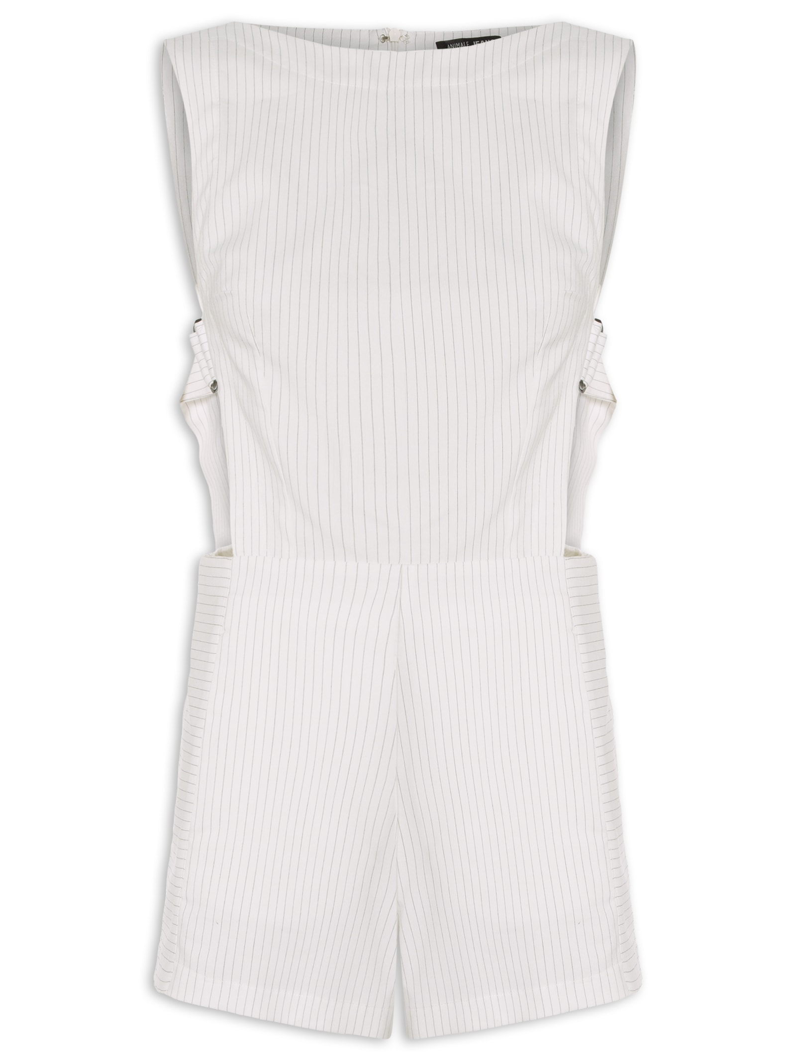 Animale Jeans - Macaquinho Feminino Risca De Giz - Branco