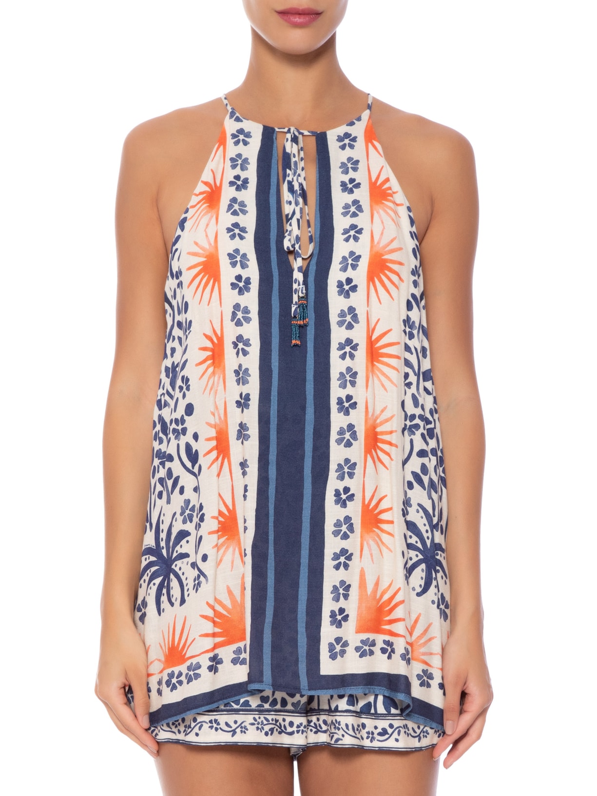 Macaquinho Feminino Tarde De Verão Azul Farm