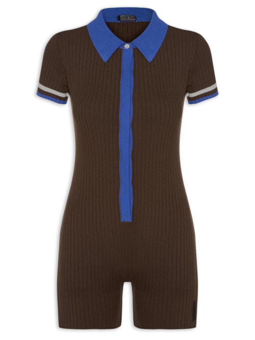 Macaquinho Feminino Viviane Sport Tricot - Marrom