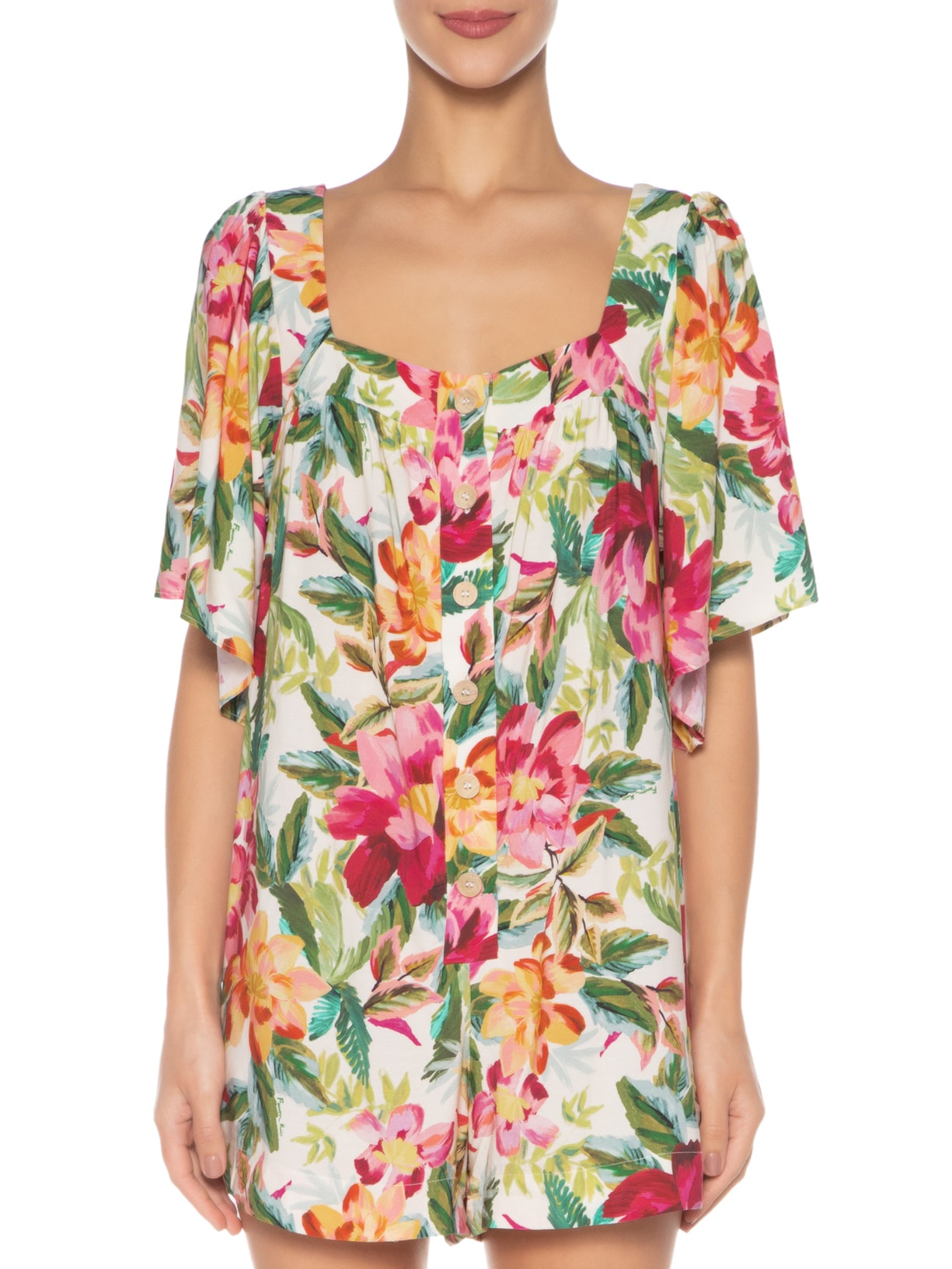 Macaquinho Floral Pintado Rosa Farm