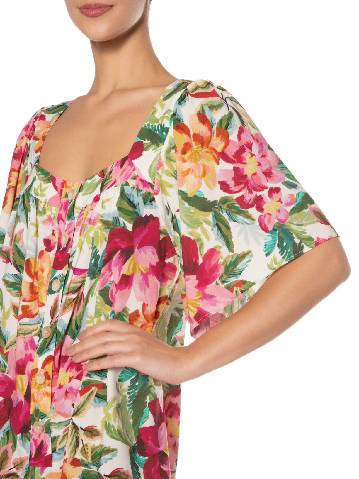 Macaquinho Floral Pintado Rosa Farm