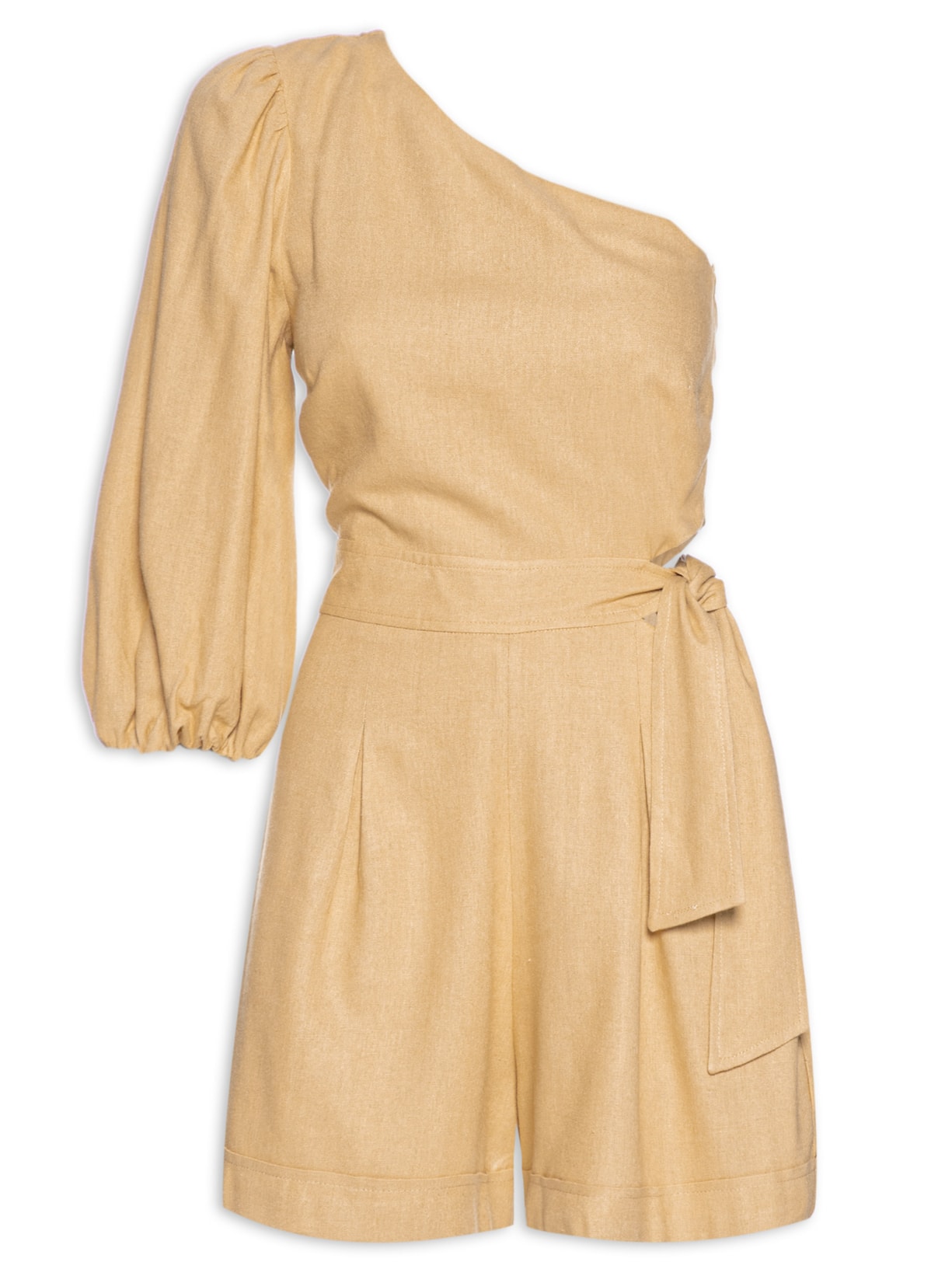 Macaquinho Linho Ombro Só - Bege