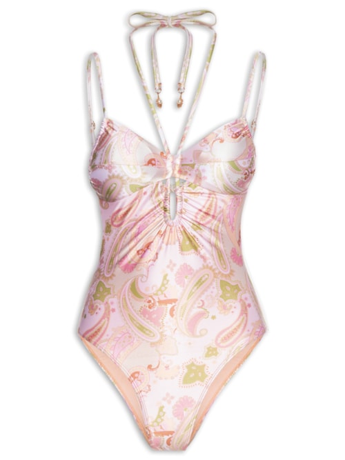 Maiô Arabesco Com Abertura Frontal - Rosa