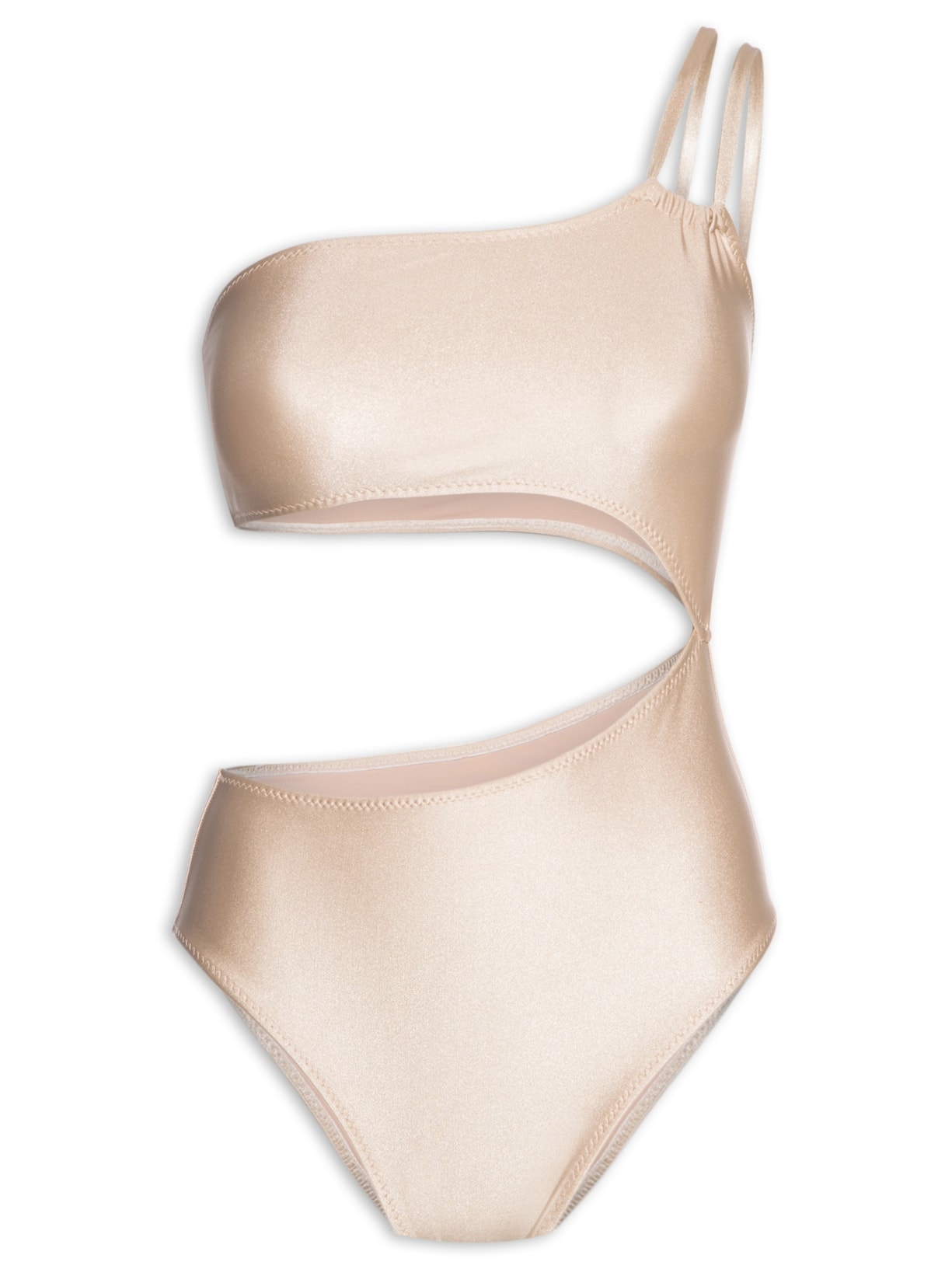 Maiô Assimétrico Com Recortes Bege '2Essential