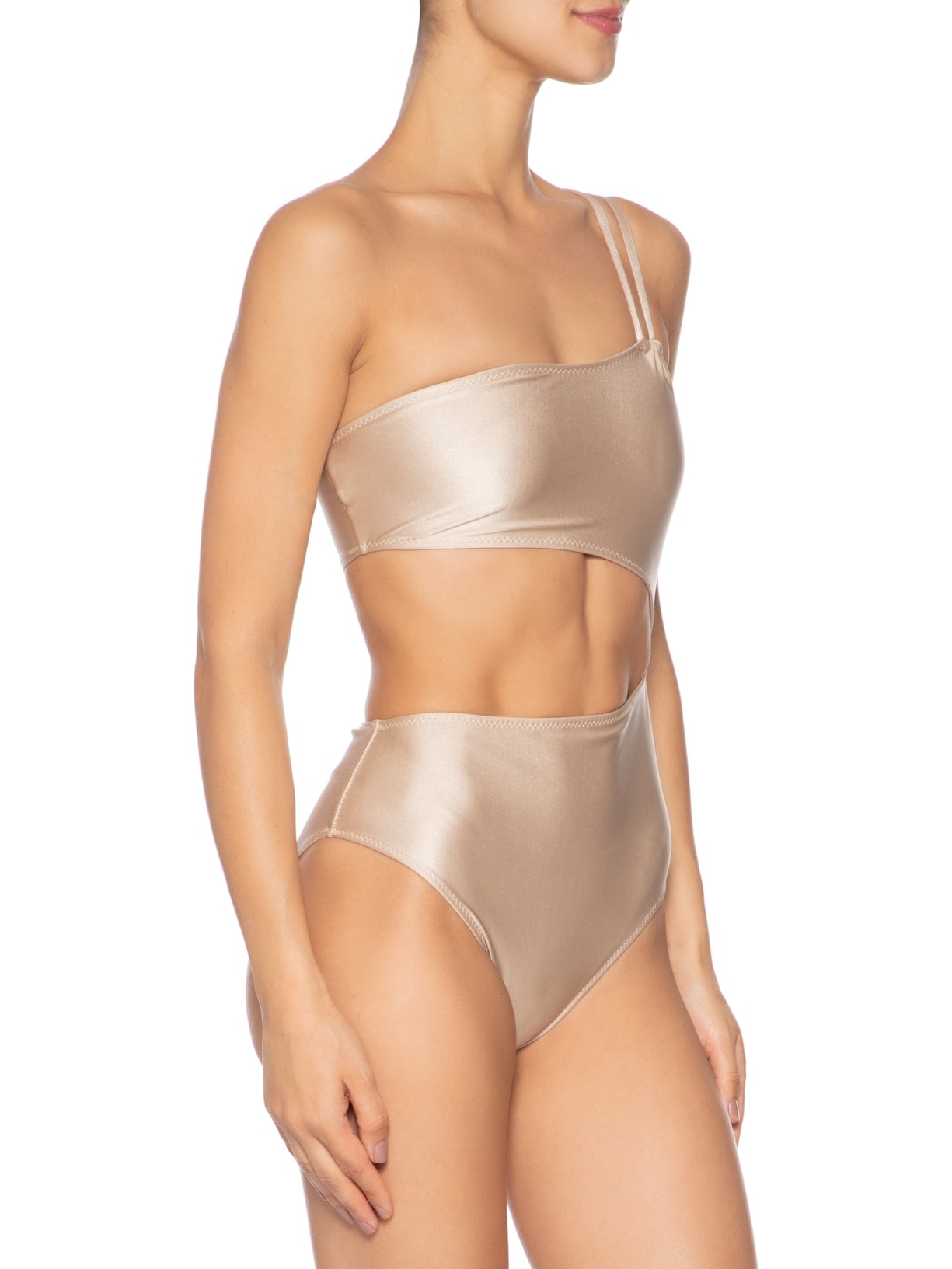 Maiô Assimétrico Com Recortes Bege '2Essential