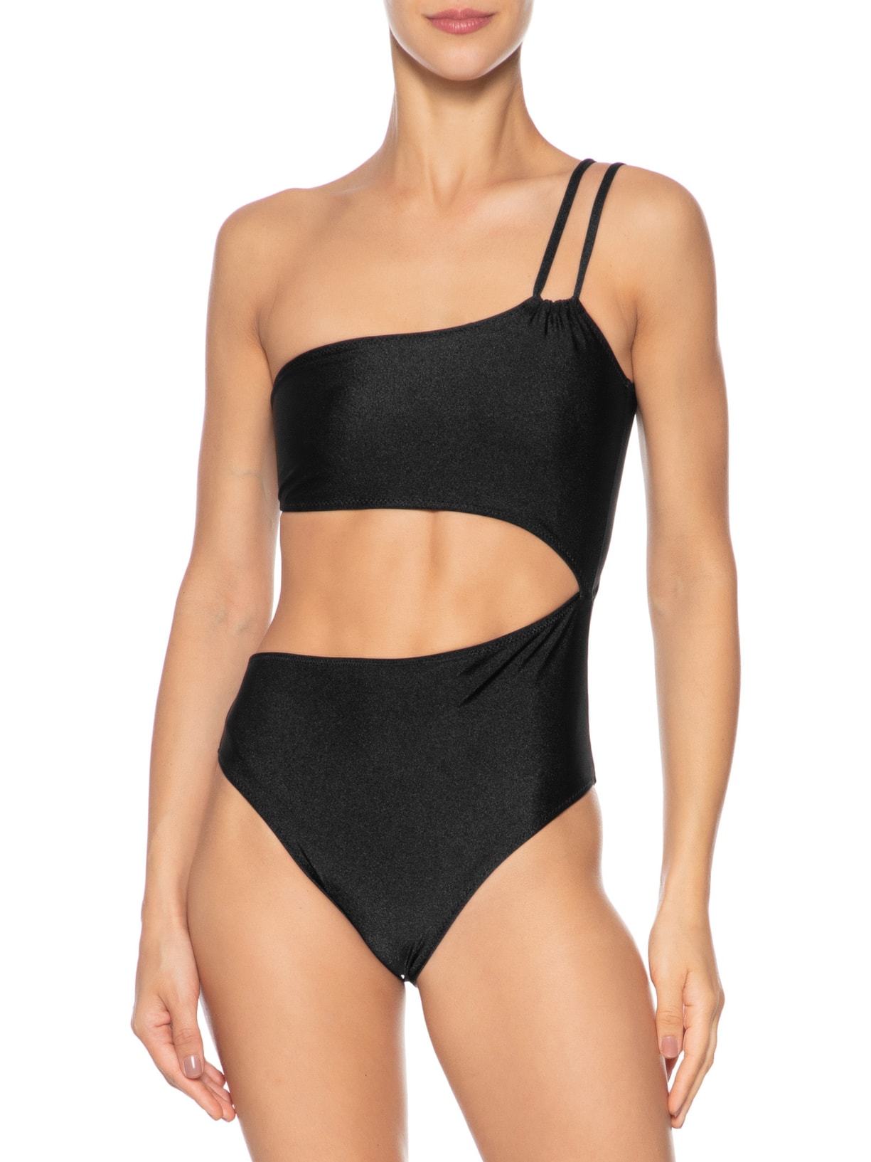 Maiô Assimétrico Com Recortes Preto '2Essential