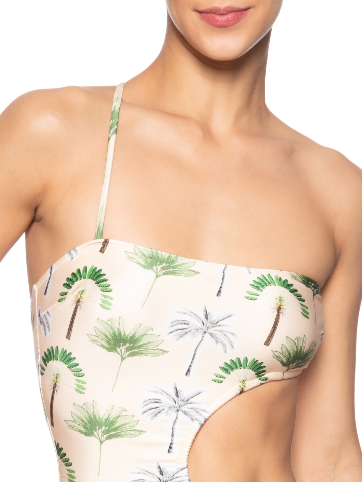 Maiô Assimétrico Estampado Bege Mktbeach