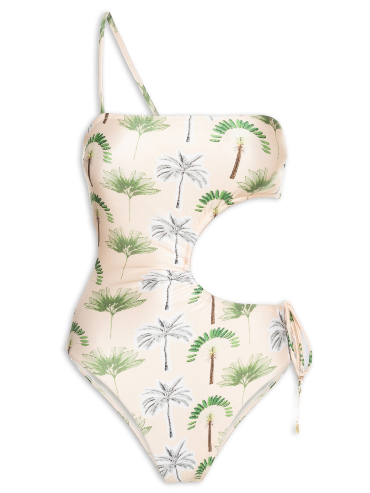 Maiô Assimétrico Estampado Bege Mktbeach